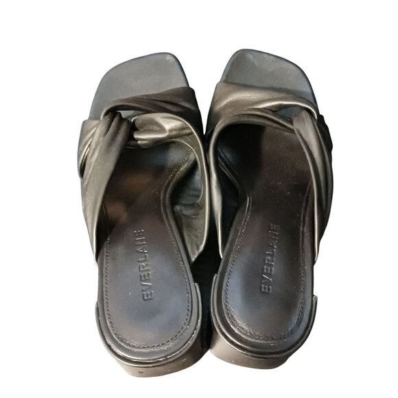 Everlane Leather The Day Twist Heel in‎ Black Size 6 Slip-on Sandals - Picture 5 of 11
